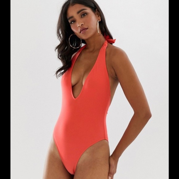 Missguided Other - Missguided Coral Plunge Swimsuit